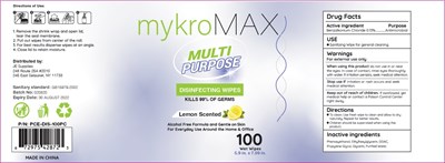 Principal Display Panel (Mykromax Disinfecting Wipes Lemon Scentd 100 Pcs Bzk 013)